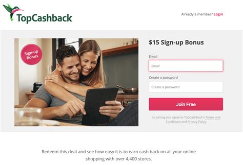 cashback sign up bonus